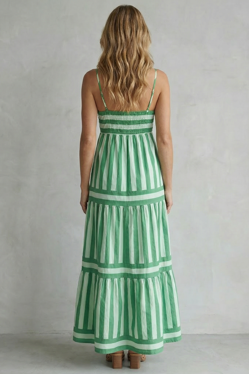 Candessa – Playful stripe tiers – Strappy maxi dress