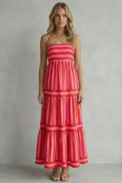 Candessa – Playful stripe tiers – Strappy maxi dress