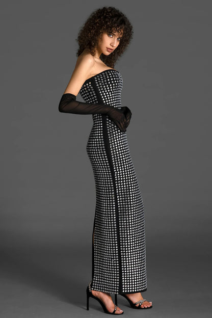 Xaeliah Off Shoulder Diamond Dress With Gloves