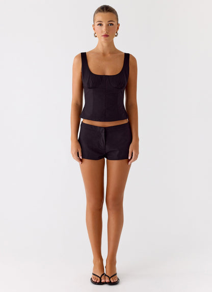 Coastline Cotton Micro Mini Shorts - Black