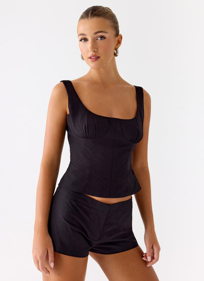 Coastline Cotton Micro Mini Shorts - Black