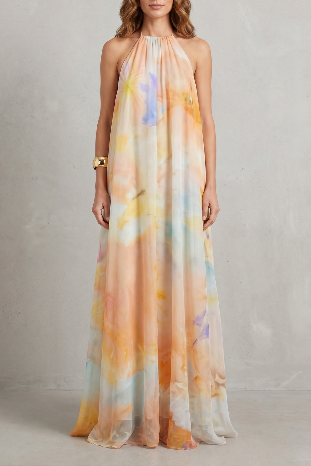 Corinelle – Watercolour halter grace – Maxi dress