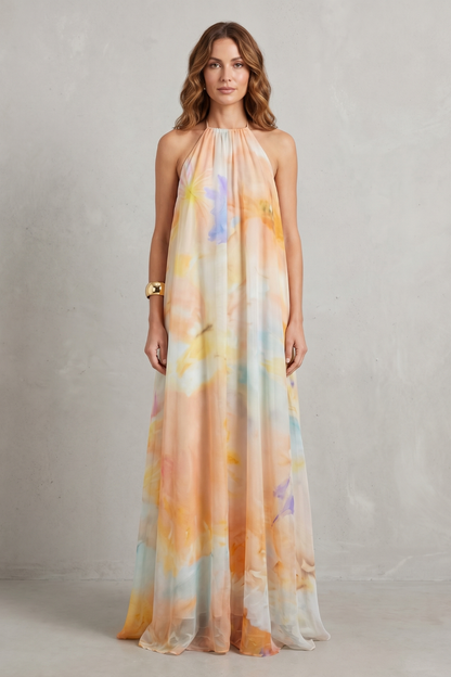 Corinelle – Watercolour halter grace – Maxi dress