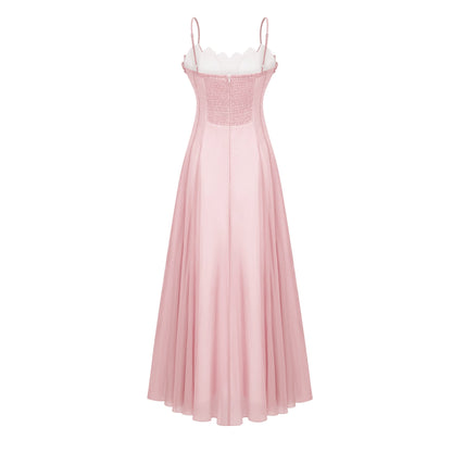 Sakura Ruffled Shirred Tulle Maxi Dress