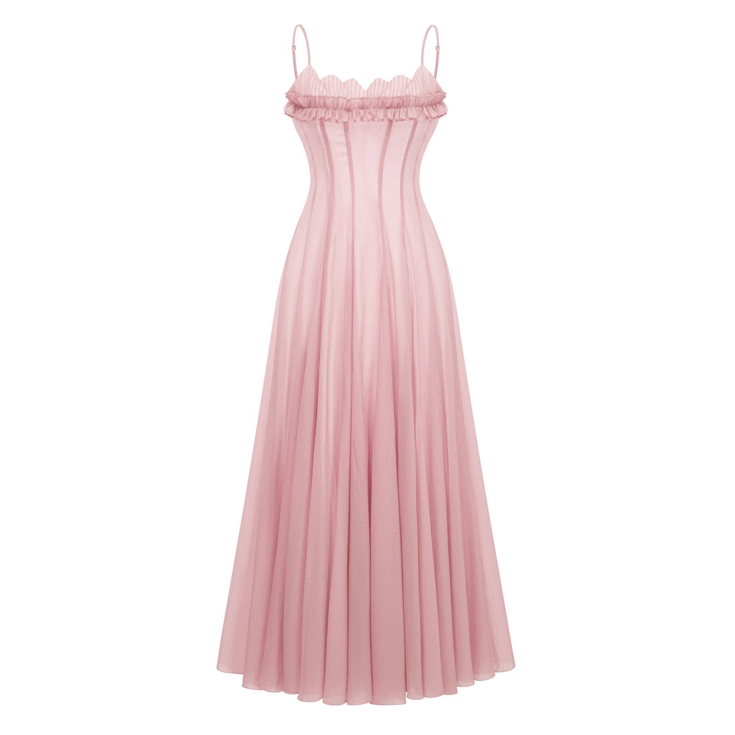 Sakura Ruffled Shirred Tulle Maxi Dress