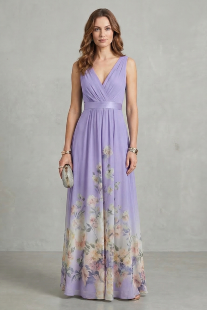 Elarisse – Floral grace – V neck maxi dress