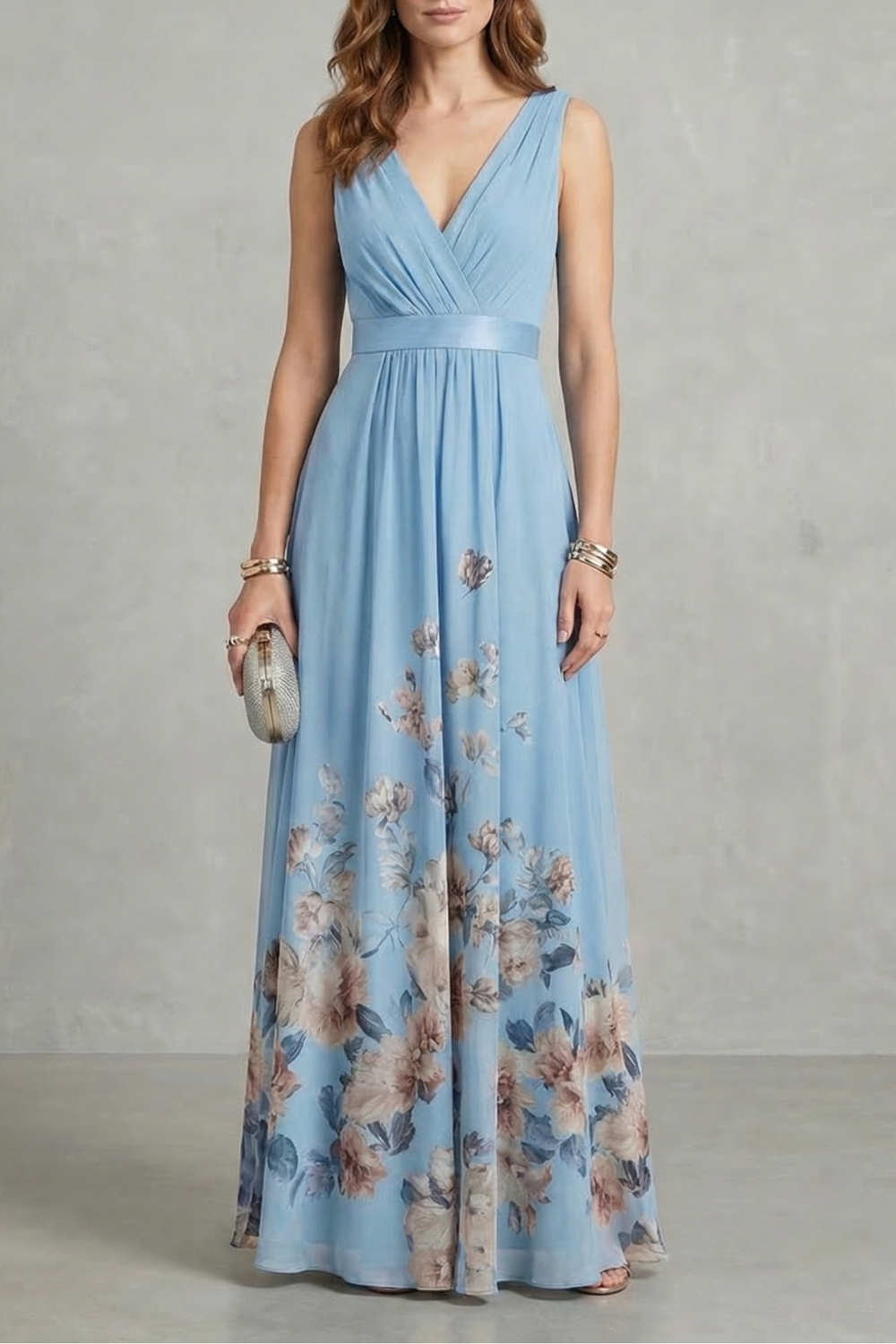 Elarisse – Floral grace – V neck maxi dress