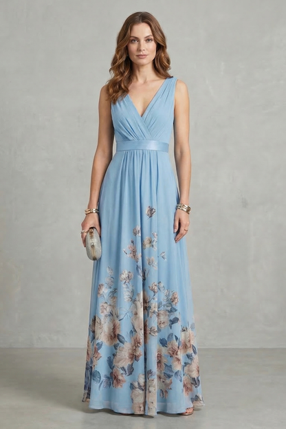 Elarisse – Floral grace – V neck maxi dress