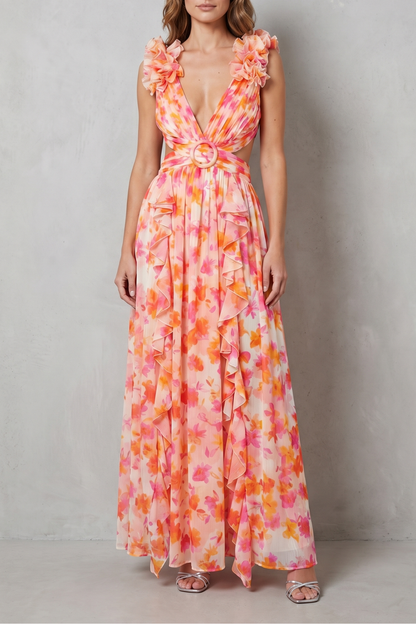Elizara – Ruffled floral romance – Maxi dress