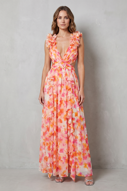 Elizara – Ruffled floral romance – Maxi dress