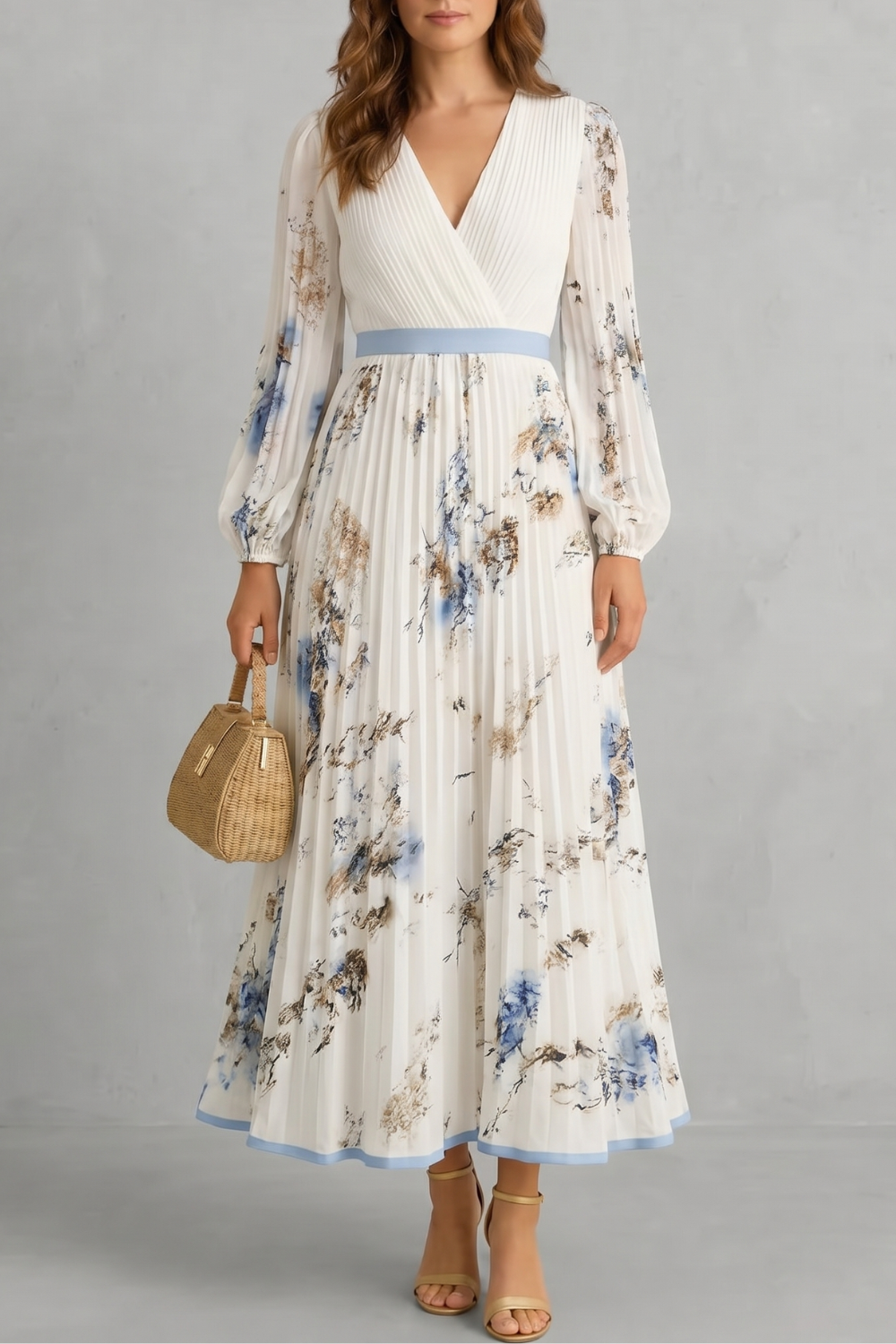 Esméline – Romantic pleats – Floral maxi dress