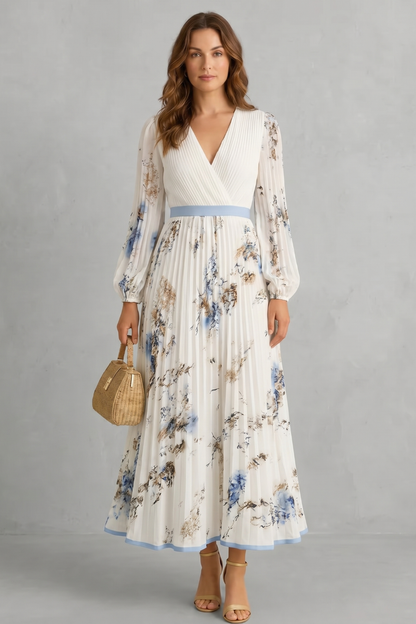 Esméline – Romantic pleats – Floral maxi dress