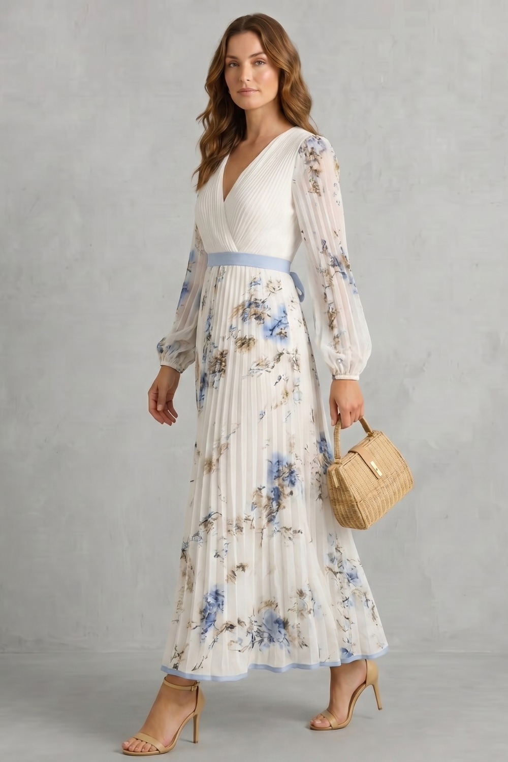 Esméline – Romantic pleats – Floral maxi dress