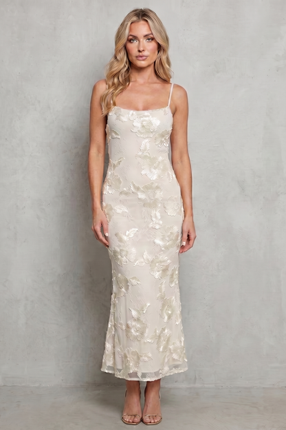Fiona – Radiant bloom – Women’s Floral Bodycon Maxi Dress