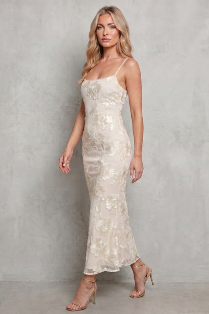 Fiona – Radiant bloom – Women’s Floral Bodycon Maxi Dress