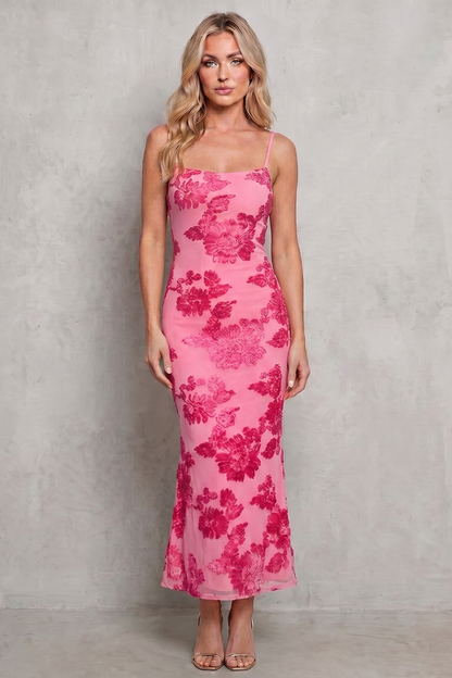 Fiona – Radiant bloom – Women’s Floral Bodycon Maxi Dress