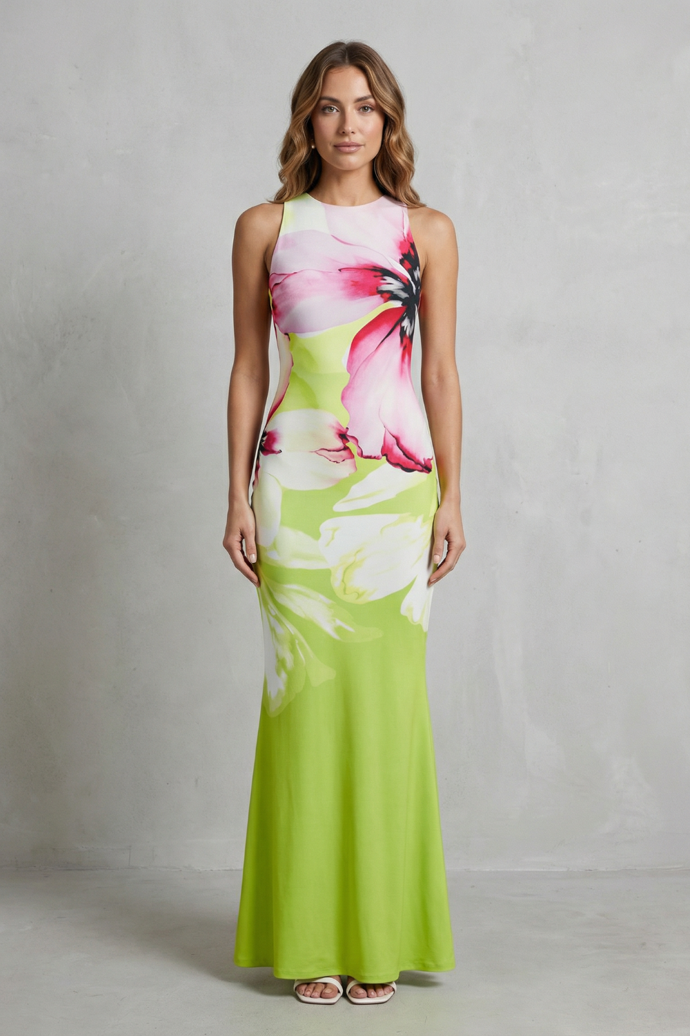 Fiorielle – Artistic floral print – Fishtail maxi dress