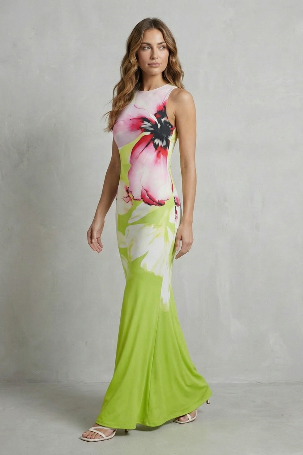 Fiorielle – Artistic floral print – Fishtail maxi dress
