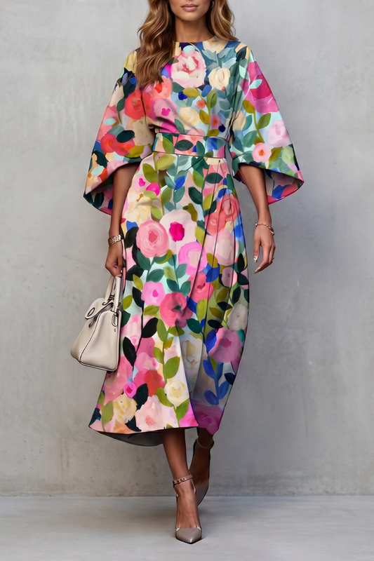 Floravie – Vibrant watercolour blooms – Midi dress