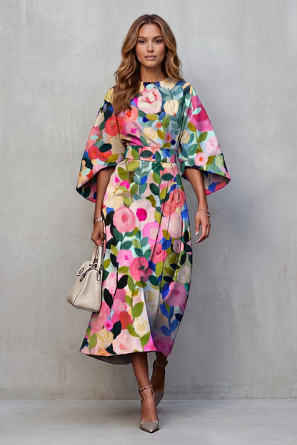 Floravie – Vibrant watercolour blooms – Midi dress