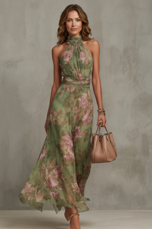 Floréa – Romantic floral halter silhouette – Maxi dress