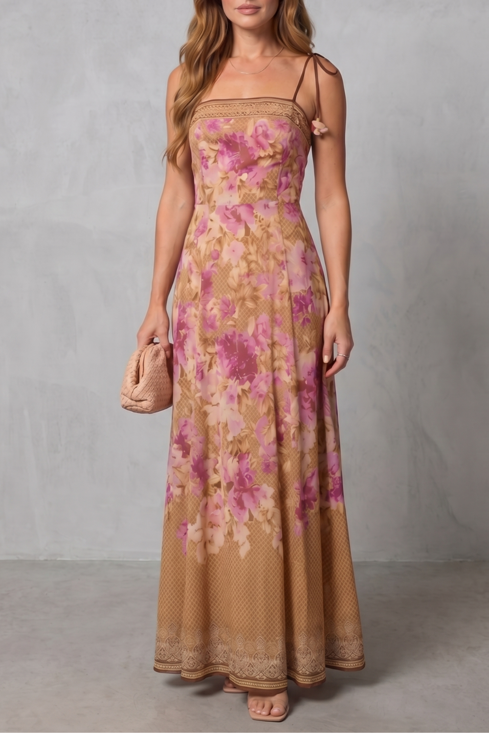 Floréline – Square neck floral grace – Maxi dress