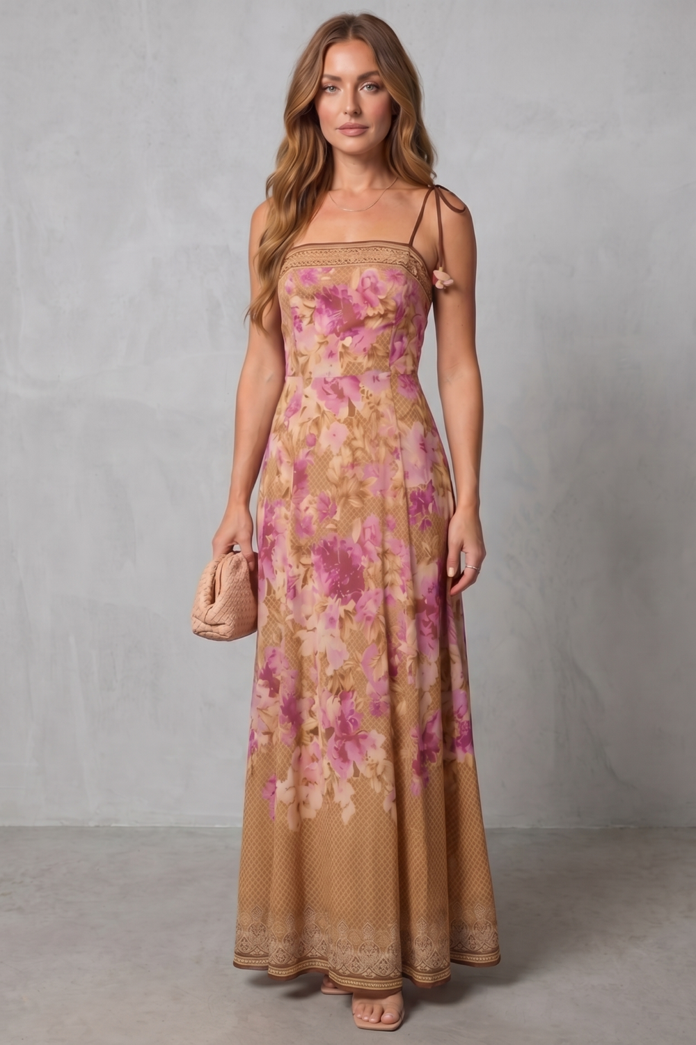 Floréline – Square neck floral grace – Maxi dress