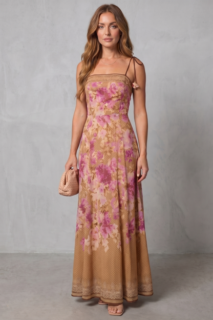 Floréline – Square neck floral grace – Maxi dress