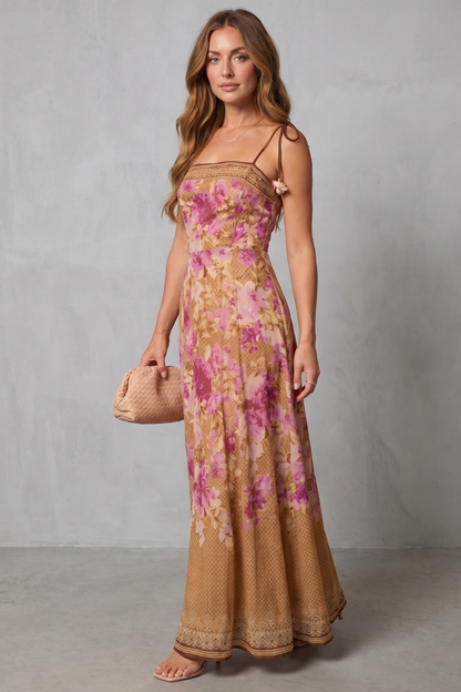 Floréline – Square neck floral grace – Maxi dress