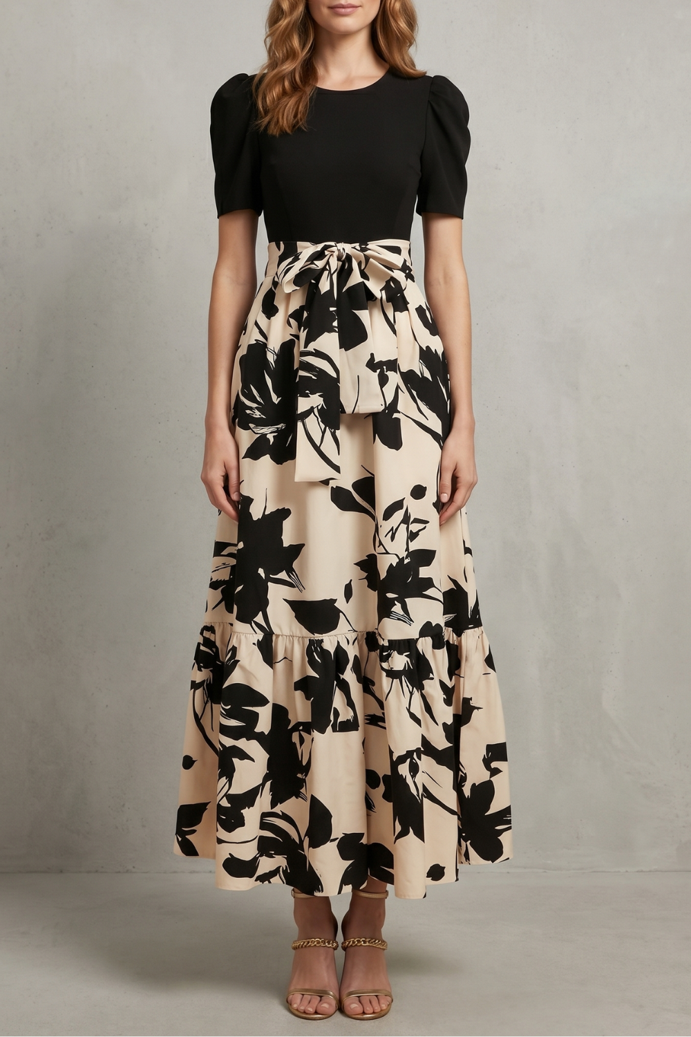 Florentine – Artistic floral contrast – Maxi dress