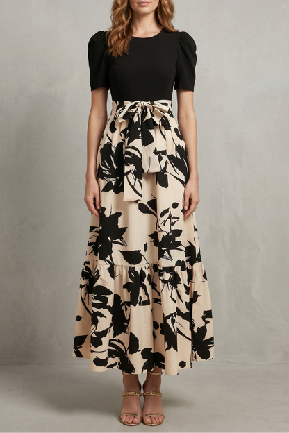 Florentine – Artistic floral contrast – Maxi dress