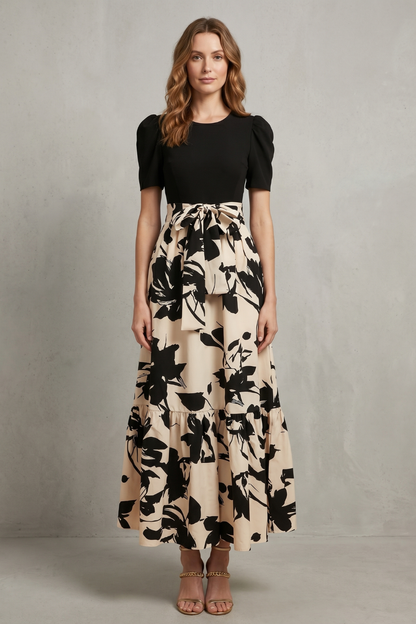 Florentine – Artistic floral contrast – Maxi dress