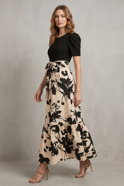 Florentine – Artistic floral contrast – Maxi dress