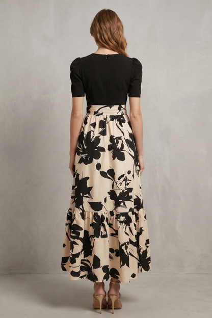 Florentine – Artistic floral contrast – Maxi dress