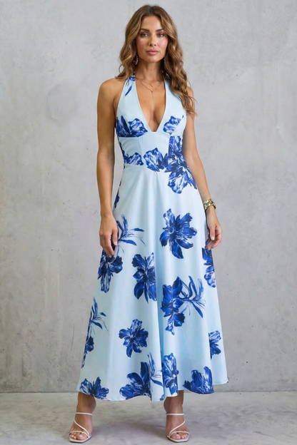 Florévia – Backless floral elegance – Maxi dress