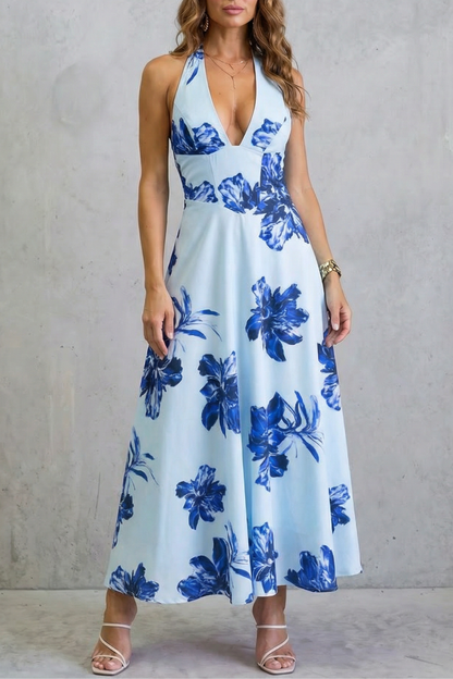 Florévia – Backless floral elegance – Maxi dress