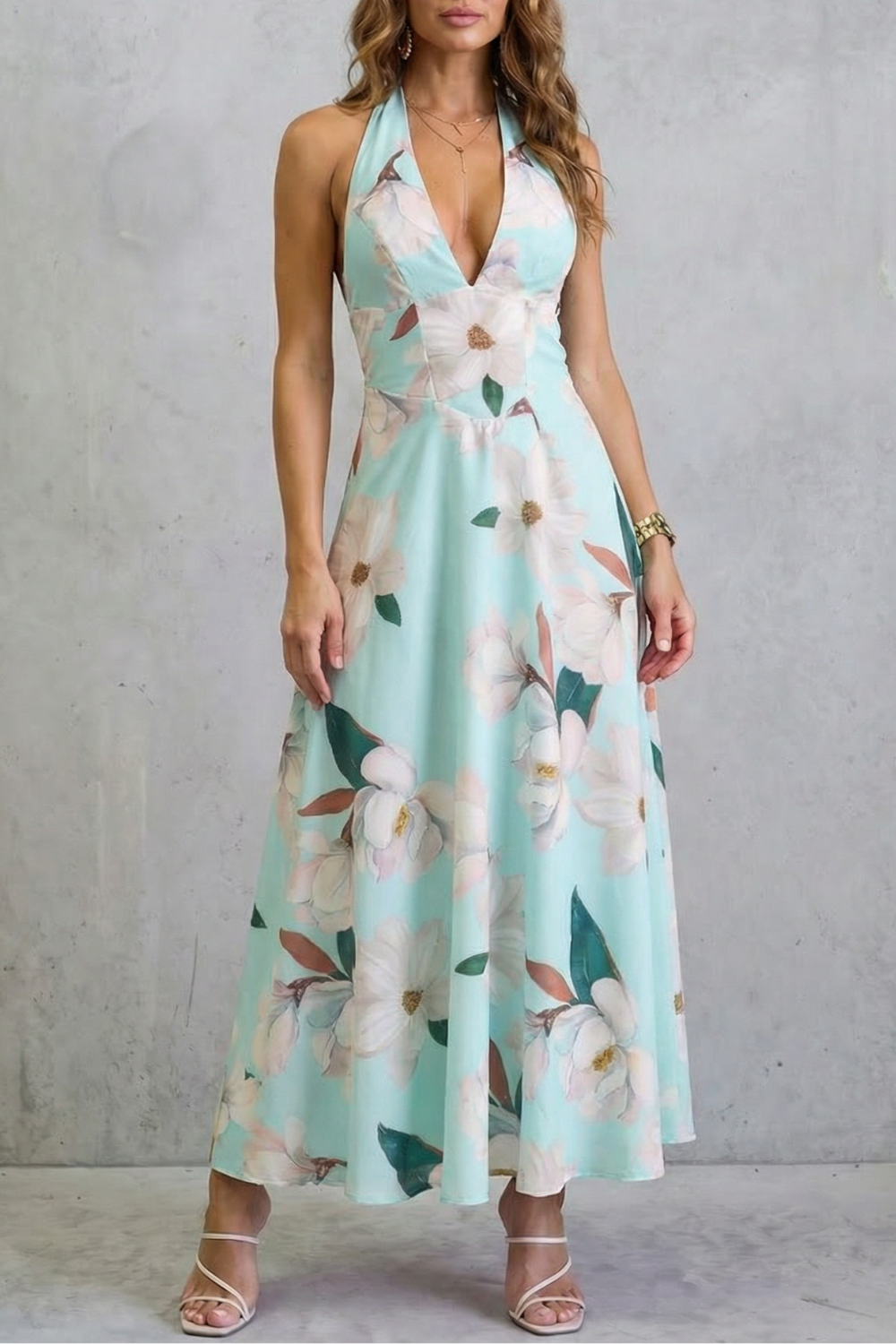 Florévia – Backless floral elegance – Maxi dress