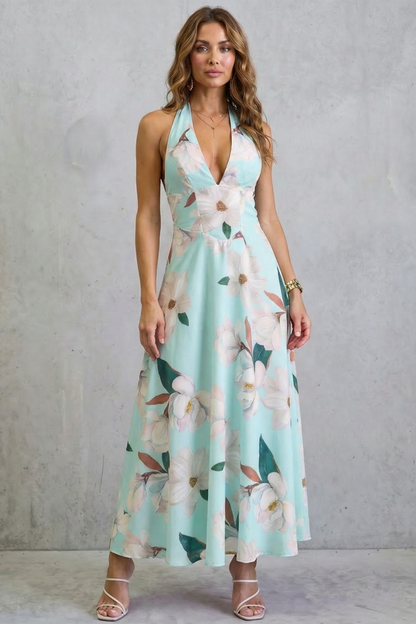 Florévia – Backless floral elegance – Maxi dress
