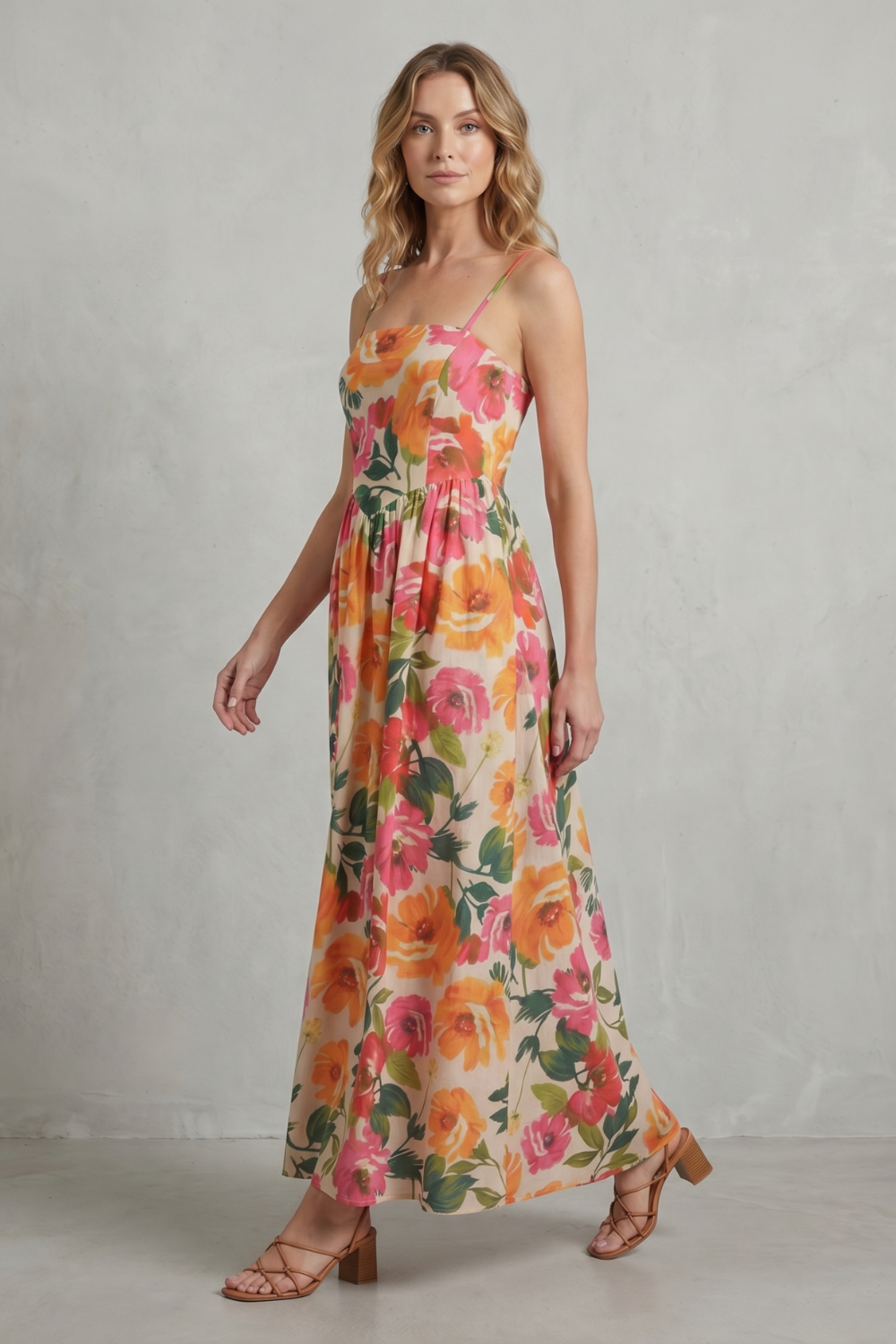 Florielle – Square neck floral charm – Midi dress