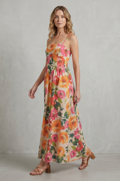 Florielle – Square neck floral charm – Midi dress