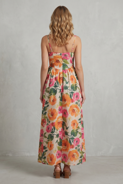 Florielle – Square neck floral charm – Midi dress