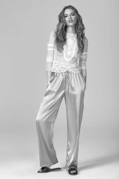 Simplicity silk long trousers - cream