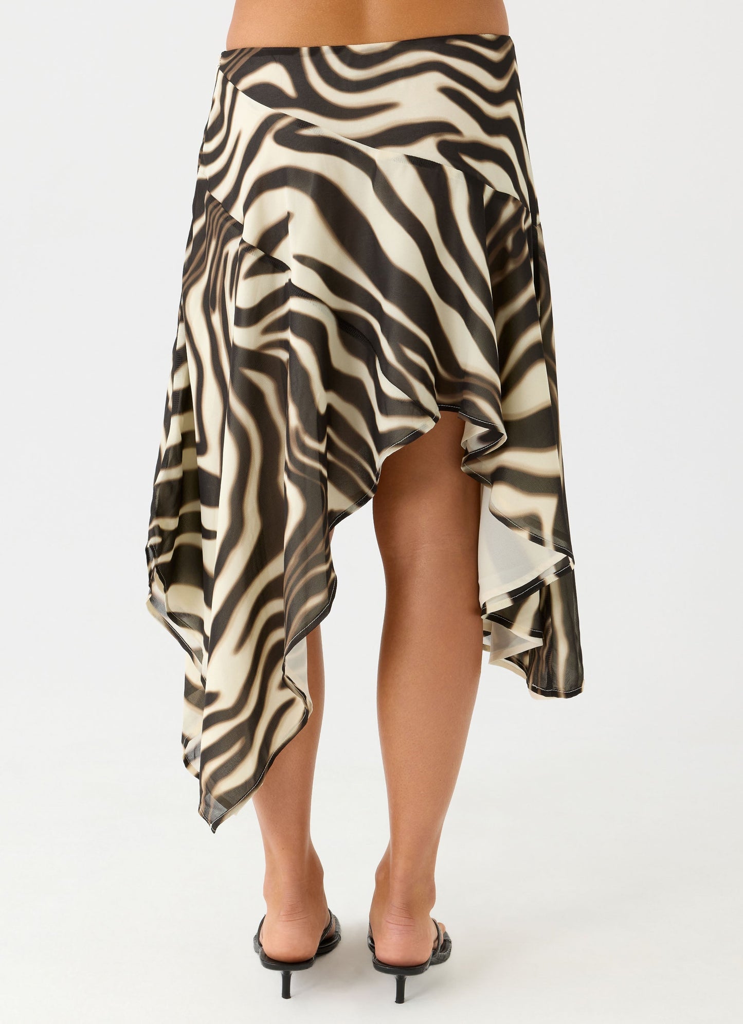 Kia Low Rise Asymmetrical Midi Skirt - Zebra