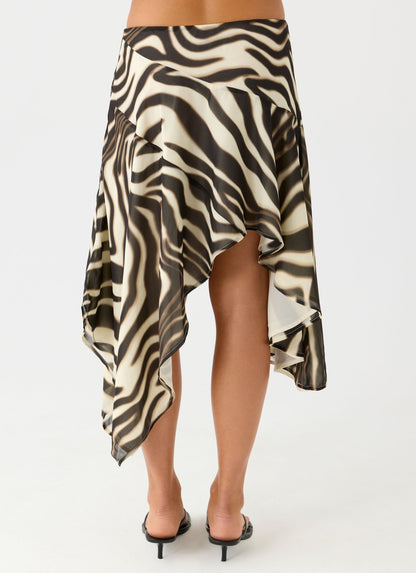 Kia Low Rise Asymmetrical Midi Skirt - Zebra