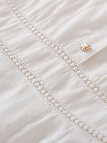 Fiona 100% Cotton White Midi Dress