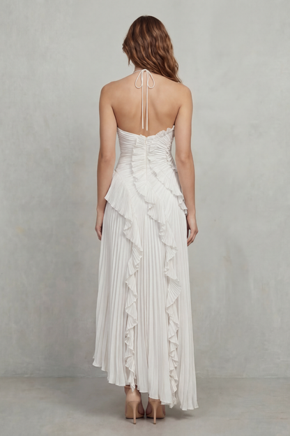 Lavirea – Sculpted pleats – One-shoulder midi dress