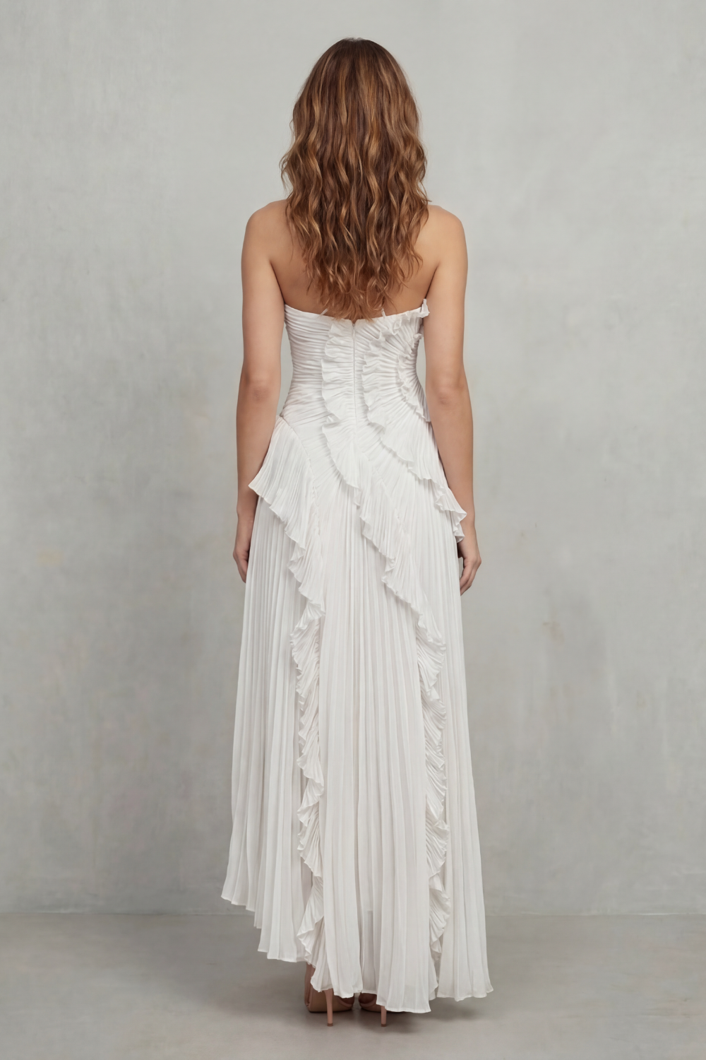Lavirea – Sculpted pleats – One-shoulder midi dress