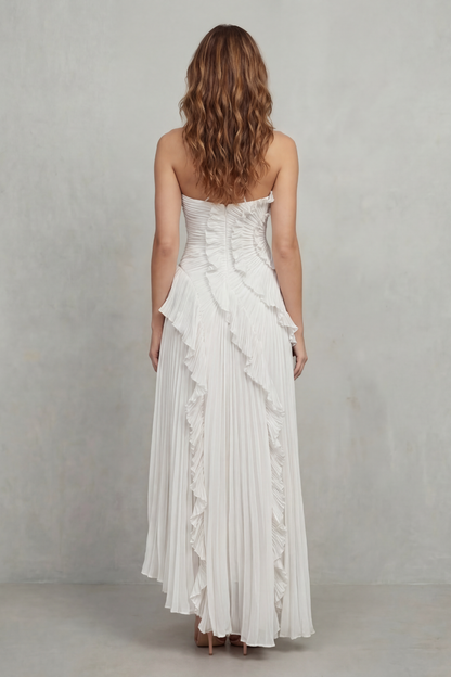 Lavirea – Sculpted pleats – One-shoulder midi dress