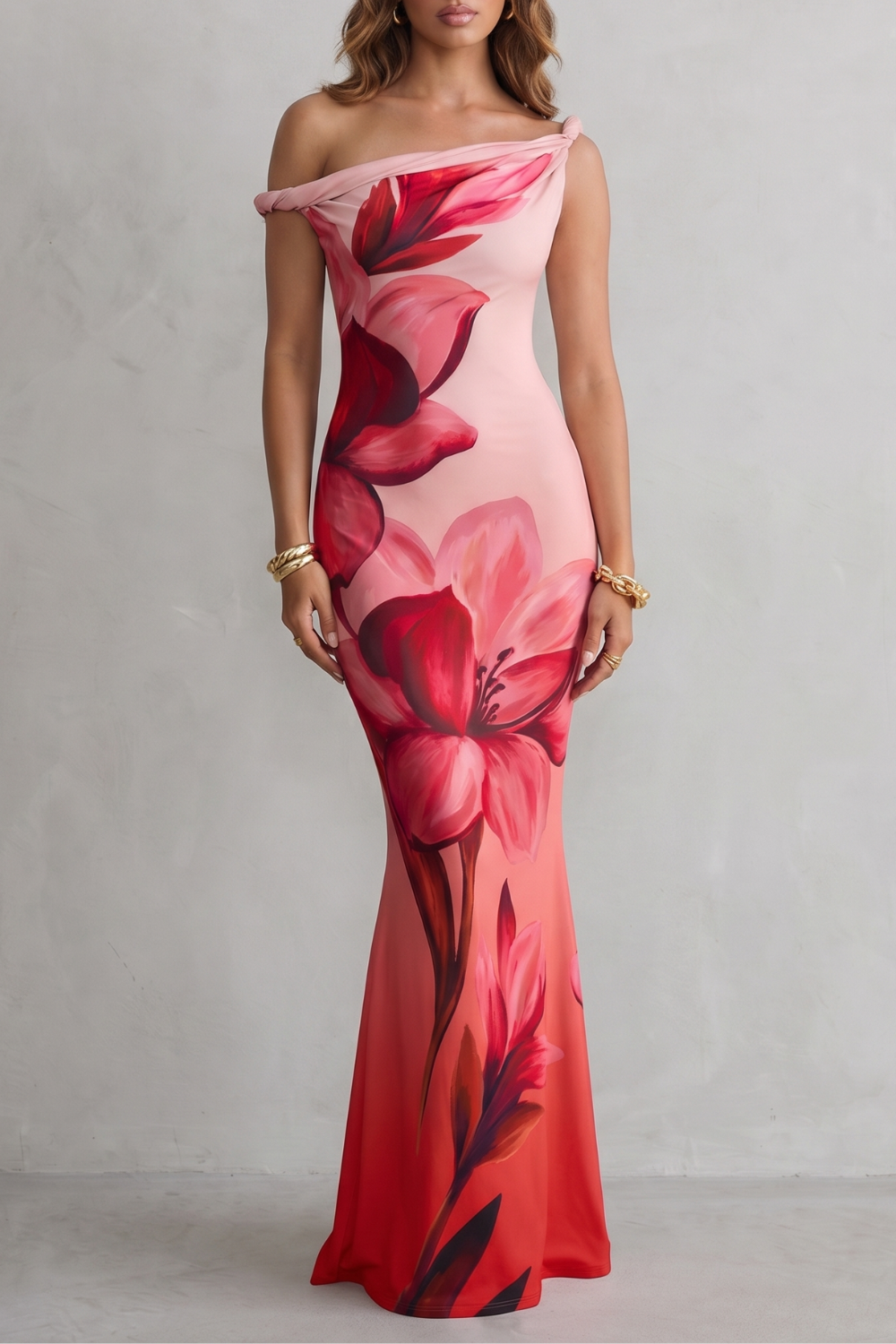 Liravelle – Off-shoulder floral allure – Maxi dress
