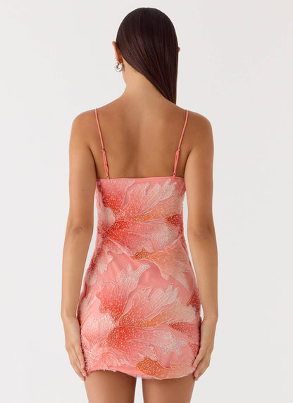 Liyah Beaded Mini Dress - Papaya